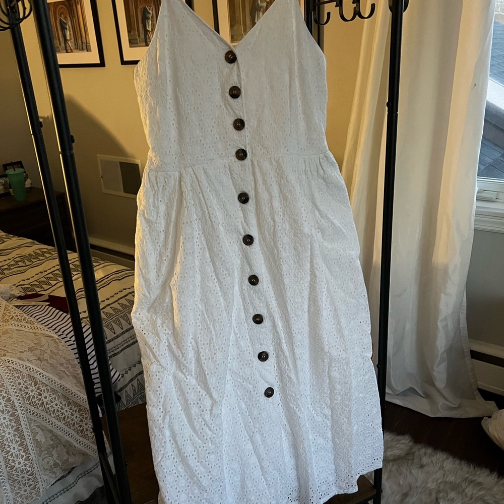 White Eyelet Midi Dress